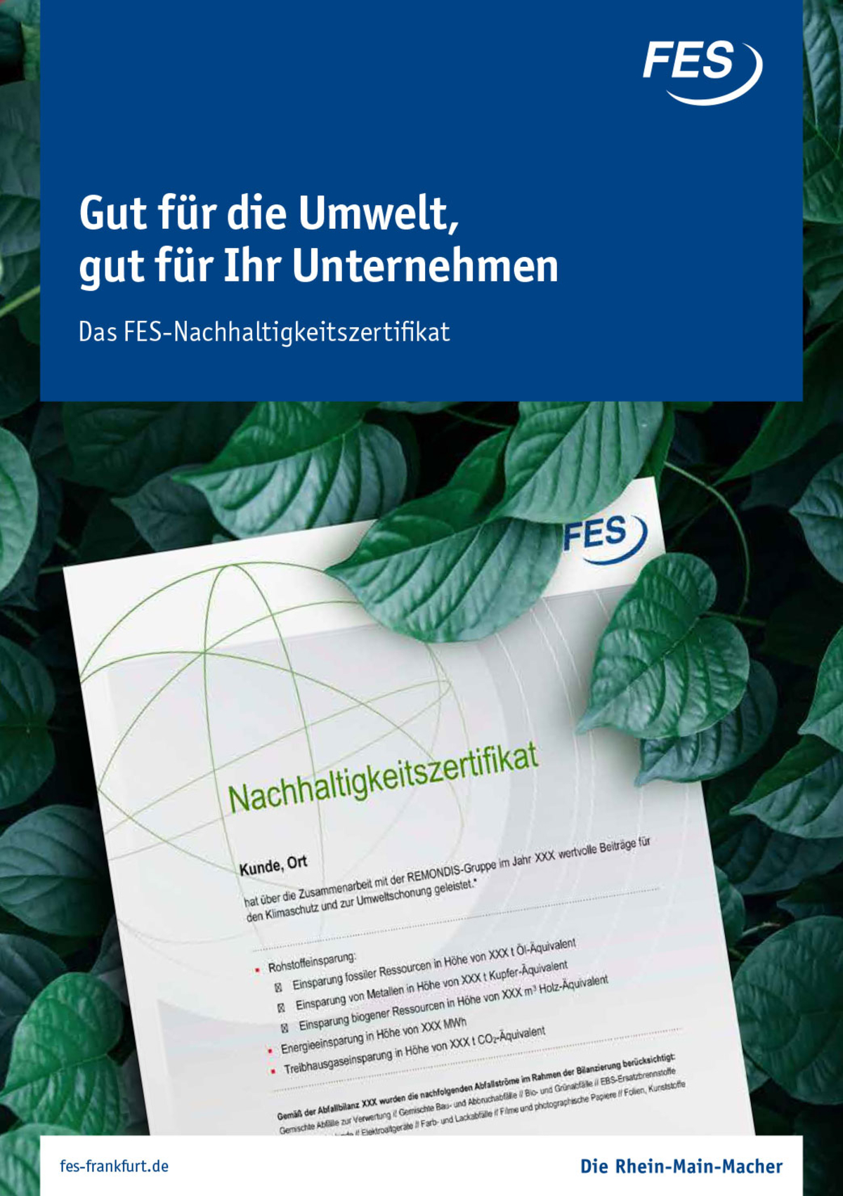 Broschüre Gut für die Umwelt, gut für Ihr Unternehmen – Das FES-Nachhaltigkeitszertifikat